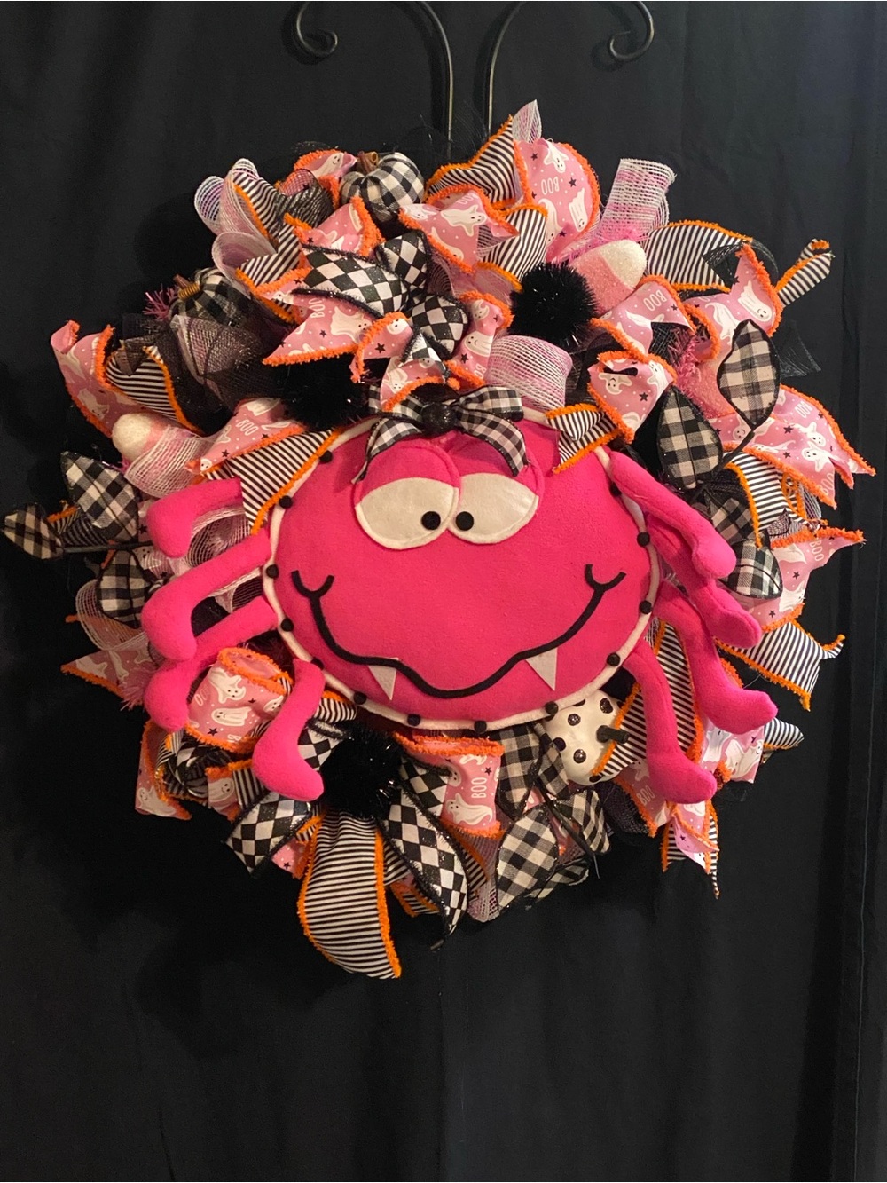 Kids Pink Monster Wreath Accessory - Fun Door Decor